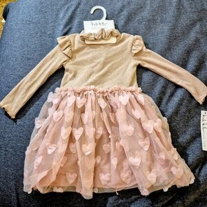 NICOLE MILLER 2 PC Pink Heart Kids Dress NWT